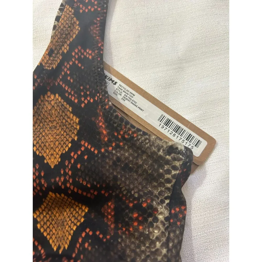 Skims NWT Recycled Swim Tank Bikini Top Desert Snake Print Size XXS